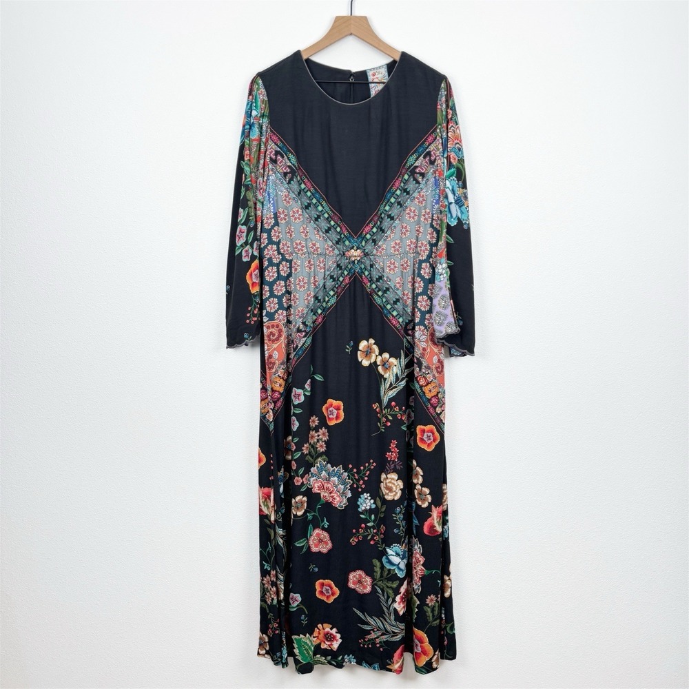 NEW Johnny Was Dress Womens L Floral Maxi Forest‎ Fairy Autumn Indie Modest Boho